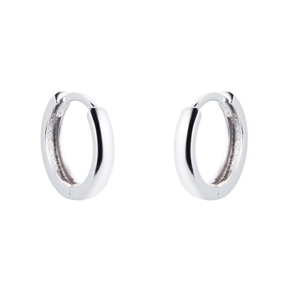 9ct White Gold 10mm Huggie Hoop Earrings