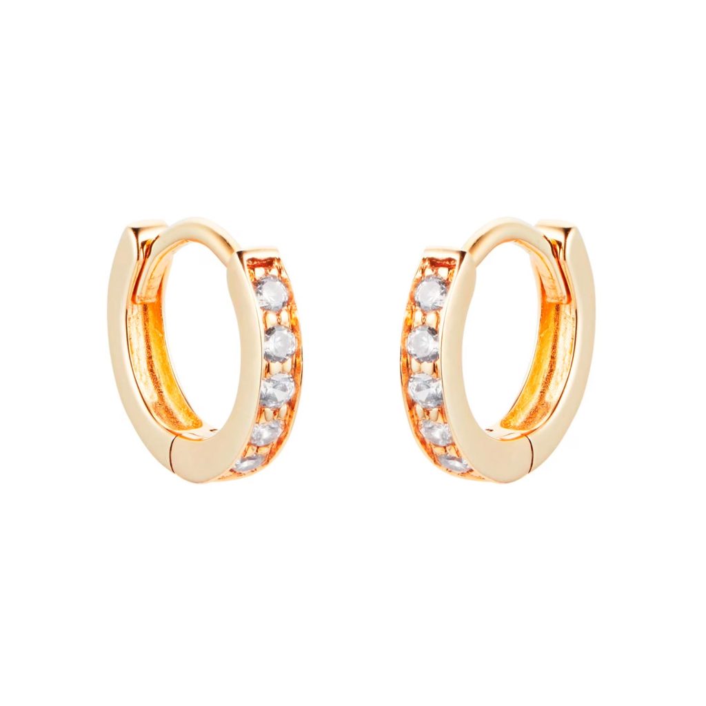 9ct Yellow Gold Cubic Zirconia Huggie Earrings