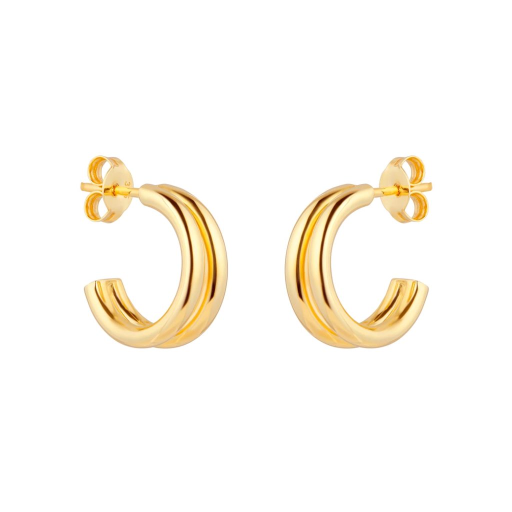 9ct Yellow Gold Double Layer Hoop Earrings