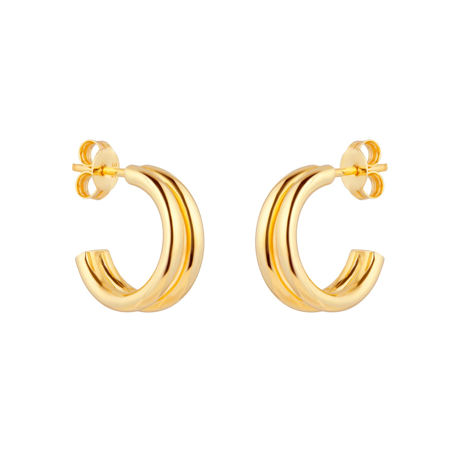 9ct Yellow Gold Double Layer Hoop Earrings