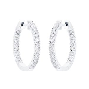 18ct White Gold 1.00cttw Diamond 20mm Hoop Earrings