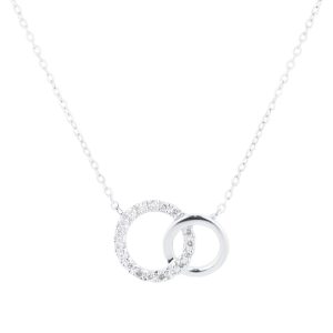 9ct White Gold 0.05cttw Diamond Circle Necklace