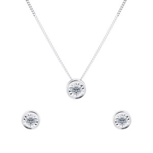9ct White Gold 0.20cttw Diamond Illusion Jewellery Set
