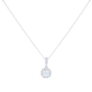 9ct White Gold 0.40cttw Round Halo Pendant