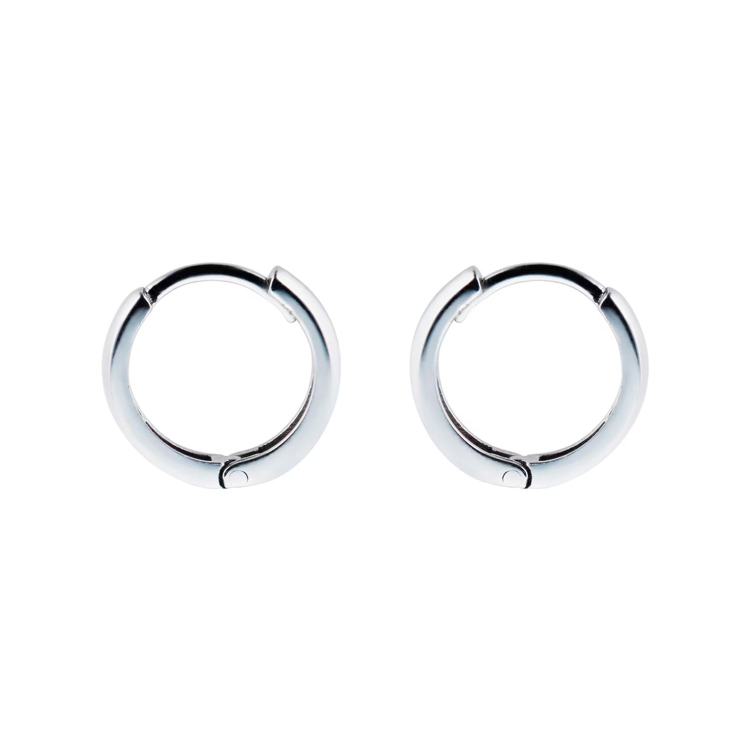 9ct White Gold 10mm Huggie Hoop Earrings - Image 3